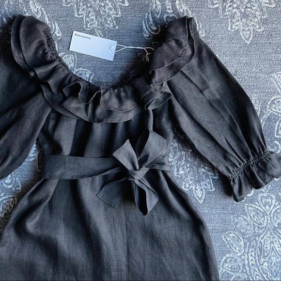 Reformation Off Shoulder Indio Linen Mini Dress XS - Picture 5 of 8